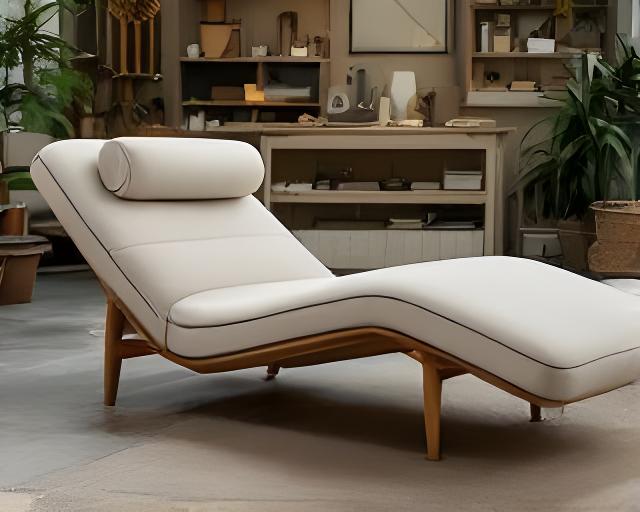 Moderne Designliege aus den 1960er Jahren mit frischem Stoff und sauber gespannter Sitzfläche im Atelier
